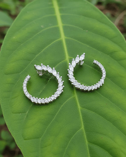 incomplete circle of marquise and round CZ stud earring.