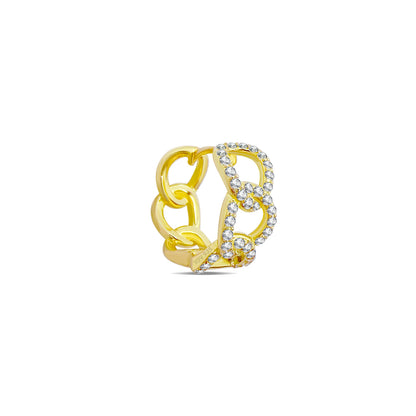 CZ Curb chain hoop earring.