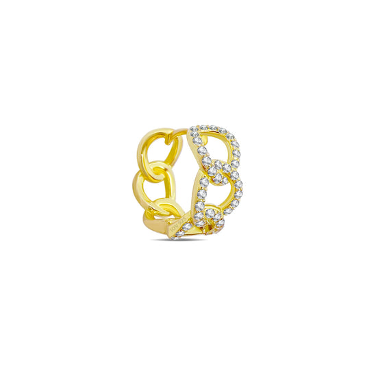 CZ Curb chain hoop earring.