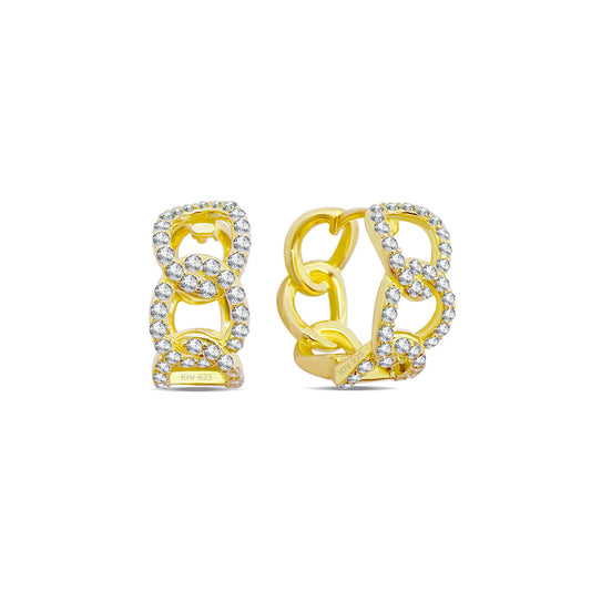 CZ Curb chain hoop earring.