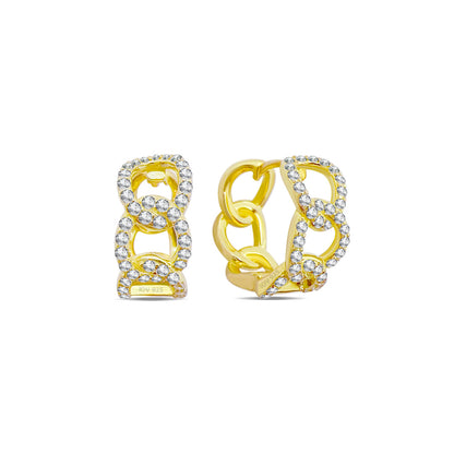 CZ Curb chain hoop earring.