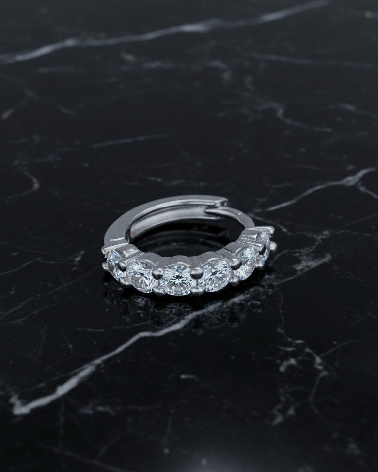 10 mm round stone classic hoop earring.