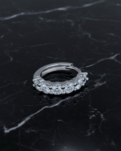 10 mm round stone classic hoop earring.