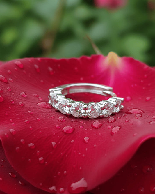10 mm round stone classic hoop earring.