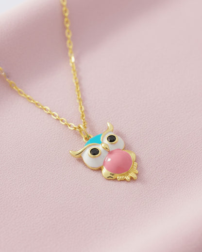 enamel colorful owl necklace.