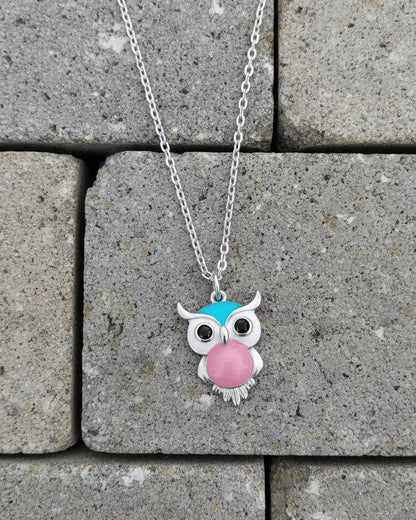 enamel colorful owl necklace.