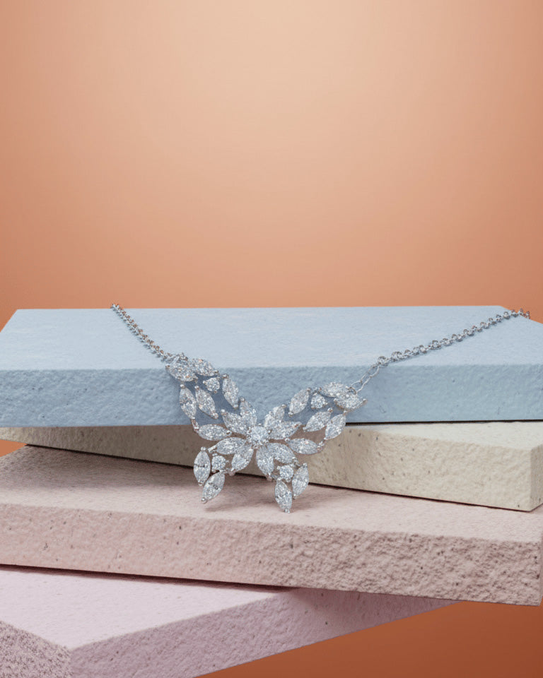 marquise stone shapes butterfly necklace.