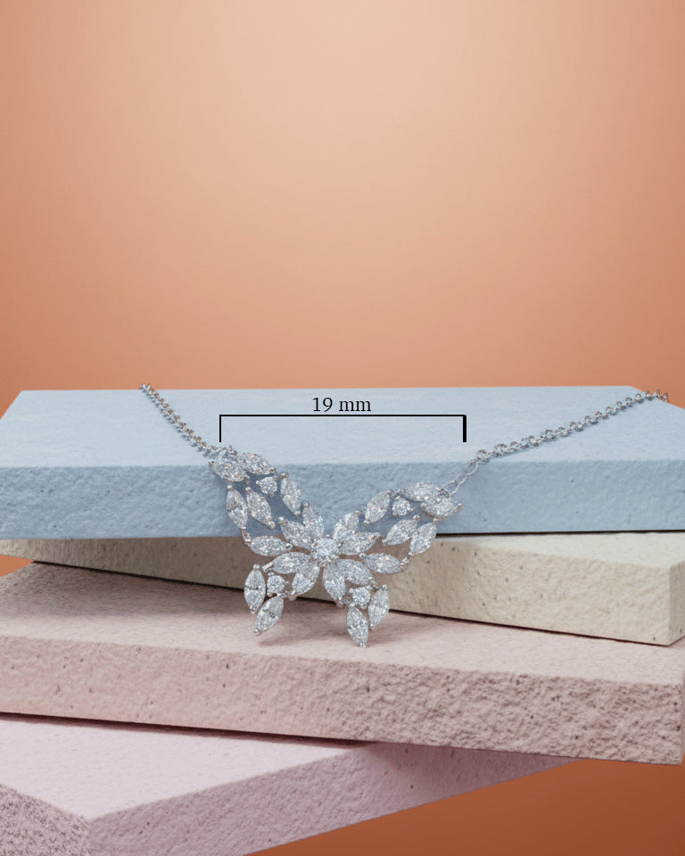 marquise stone shapes butterfly necklace.
