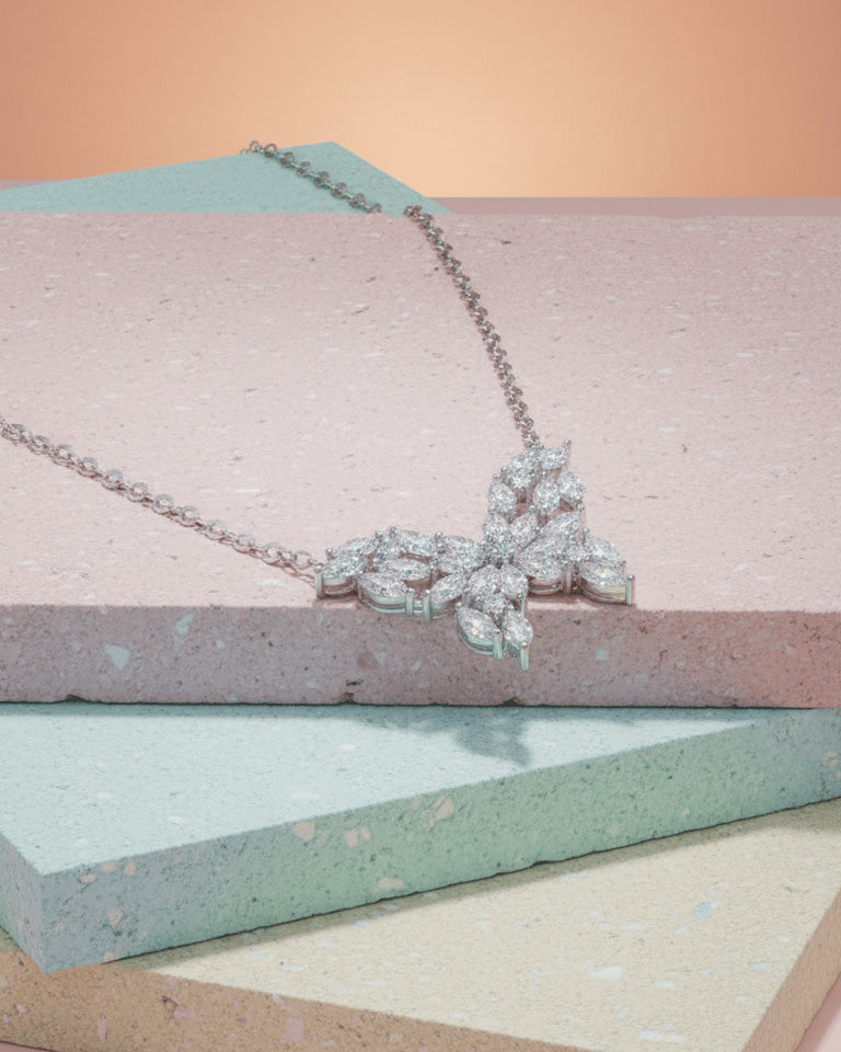 marquise stone shapes butterfly necklace.