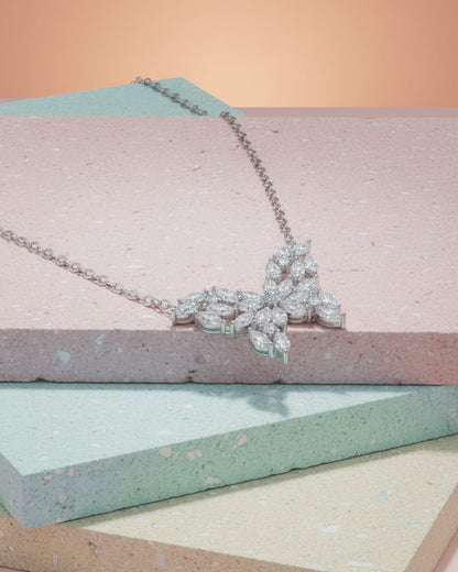 marquise stone shapes butterfly necklace.