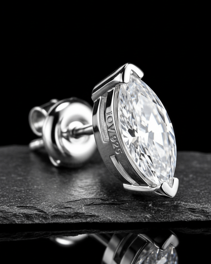 8 mm sterling silver marquise shape stud earring.