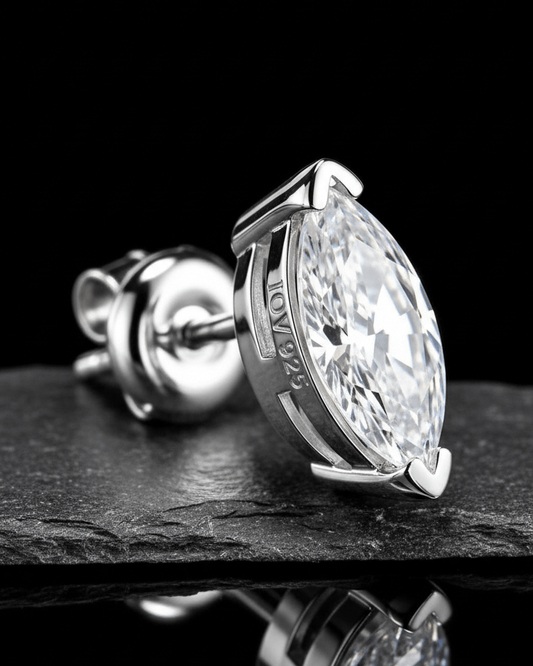 8 mm sterling silver marquise shape stud earring.