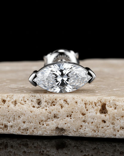 8 mm sterling silver marquise shape stud earring.