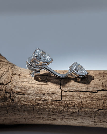 Pear Cut CZ Front Back Earrings | 925 Sterling Silver Ear Jacket Stud.