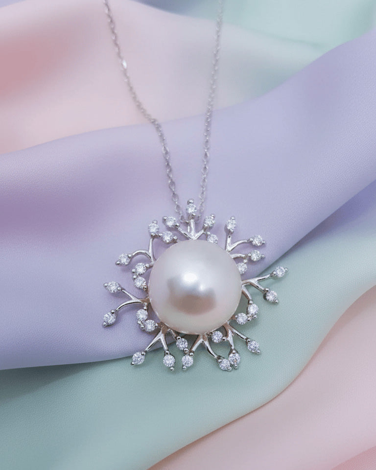 Pearl necklace with CZ stones.