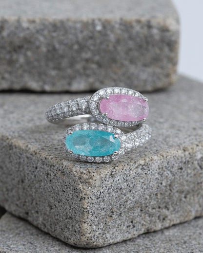 two colored stones fashion ring.