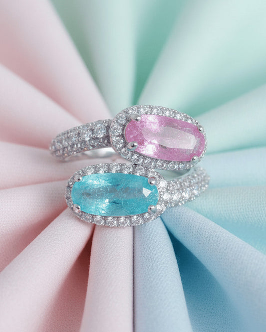 two colored stones fashion ring.