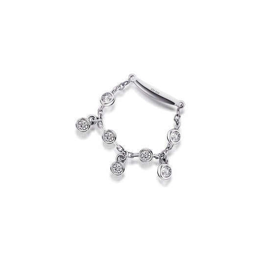chain ring with cz stones in bezel setting. 