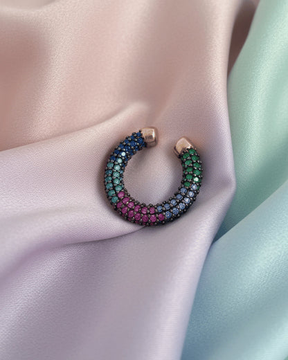 all round colored CZ rose gold earcuff.