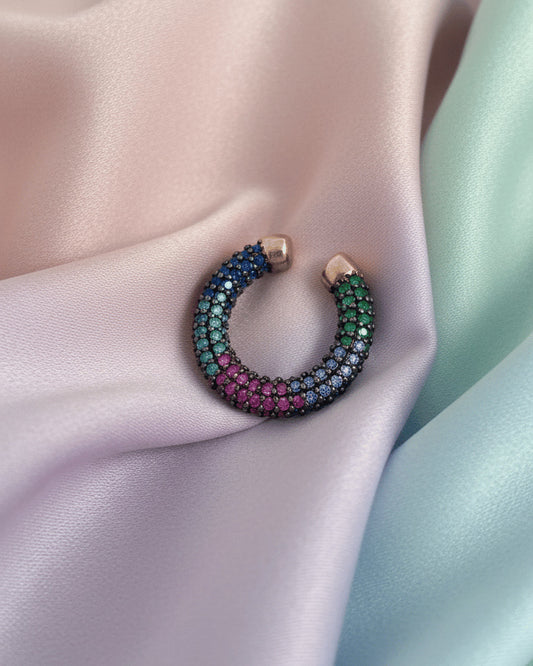 all round colored CZ rose gold earcuff.