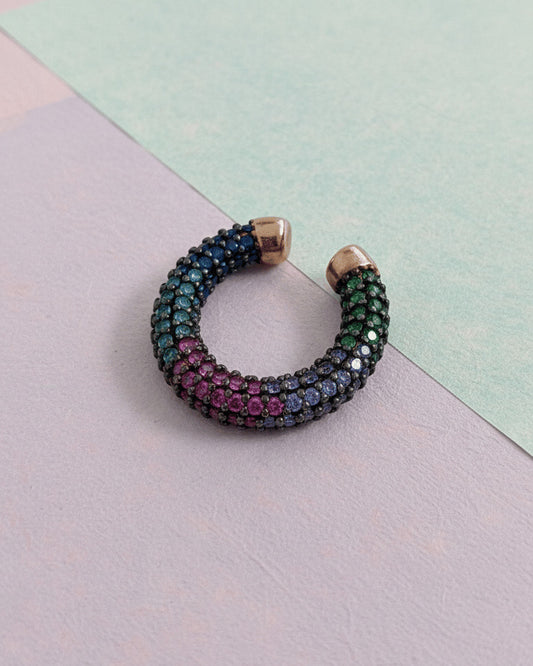 all round colored CZ rose gold earcuff.