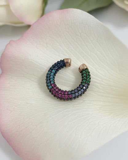 all round colored CZ rose gold earcuff.