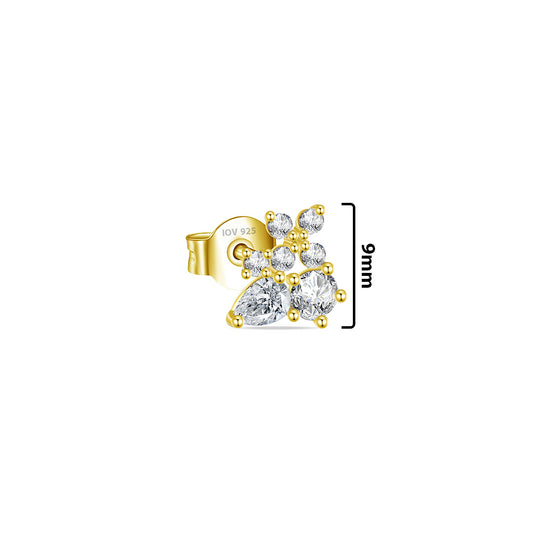 Cluster of different stone shapes stud earring.