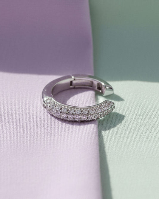 three lines CZ pavé setting clip-on earcuff.