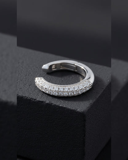 three lines CZ pavé setting clip-on earcuff.