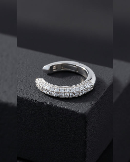 three lines CZ pavé setting clip-on earcuff.