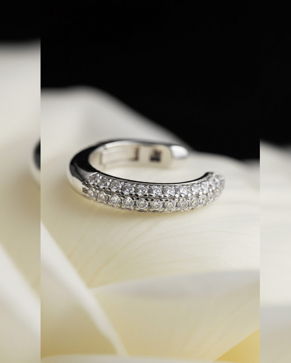 three lines CZ pavé setting clip-on earcuff.