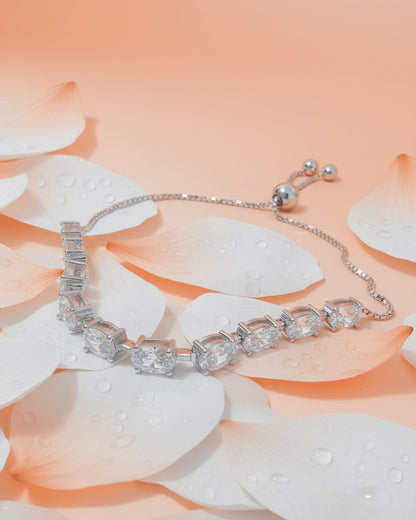 Oval CZ adjustable length bracelet.
