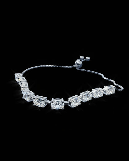 Oval CZ adjustable length bracelet.