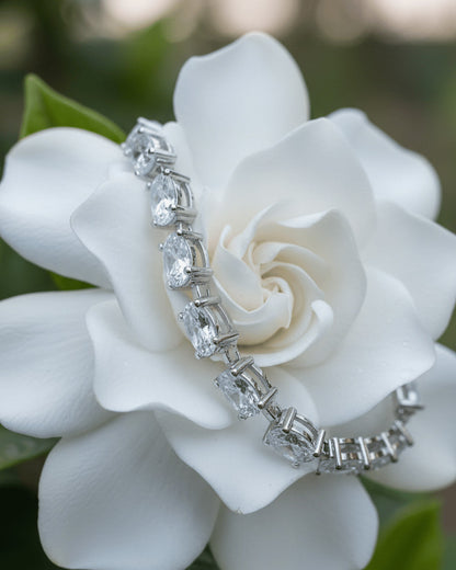 Oval CZ adjustable length bracelet.