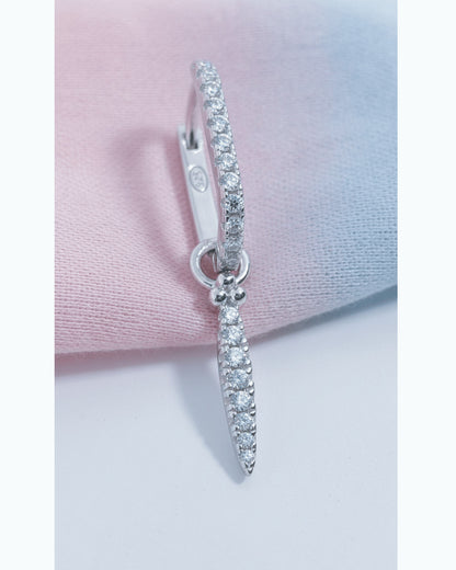 rectangular CZ hoop with detachable bar earring.