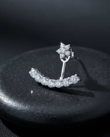 back to front flower and round CZ stones earring.