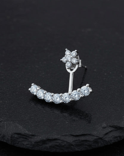 back to front flower and round CZ stones earring.