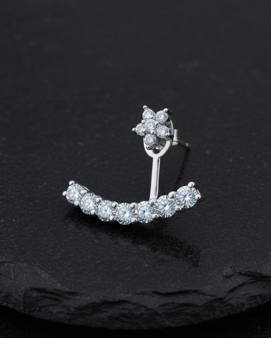 back to front flower and round CZ stones earring.