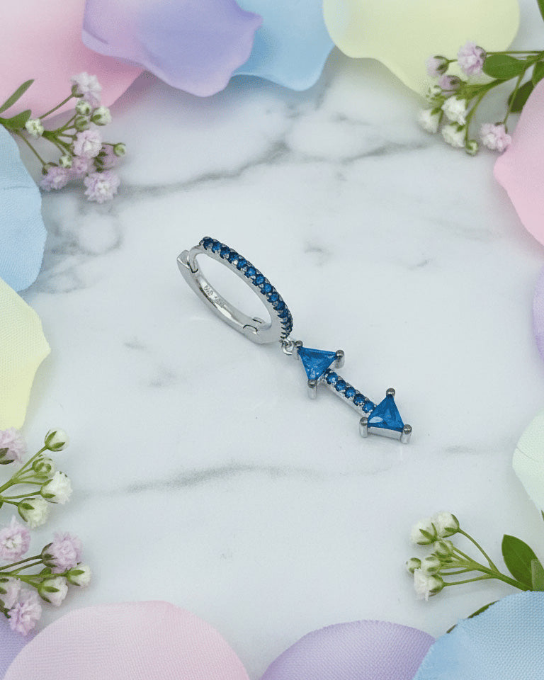 Arrow shape dangling hoop earring.