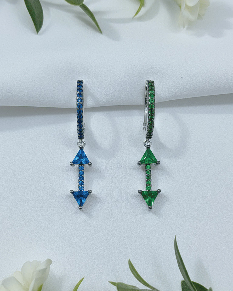 Arrow shape dangling hoop earring.
