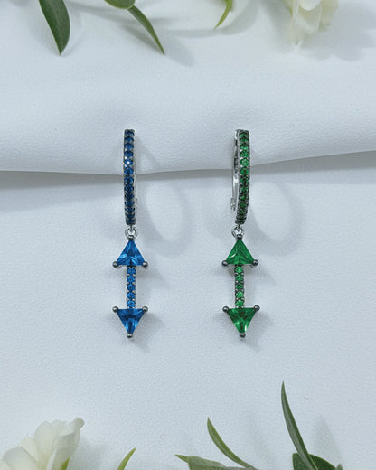 Arrow shape dangling hoop earring.