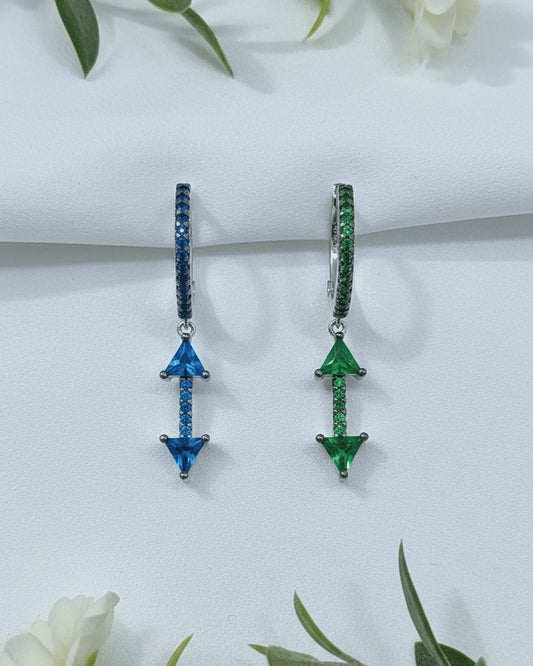 Arrow shape dangling hoop earring.