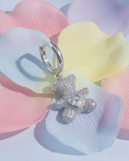 teddy bear shape huggie earring.