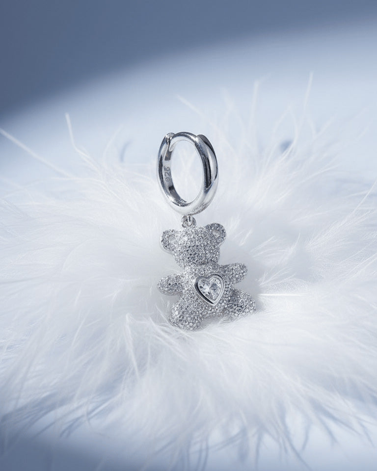 teddy bear shape huggie earring.