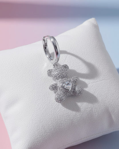 teddy bear shape huggie earring.