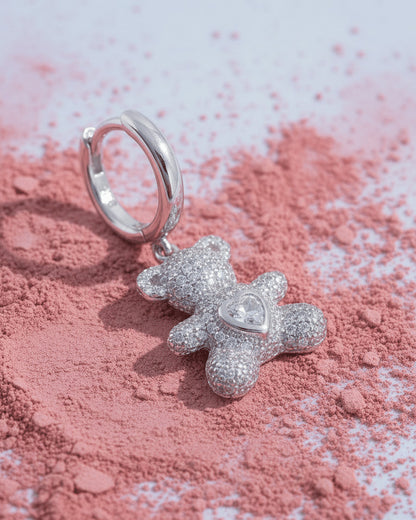 teddy bear shape huggie earring.