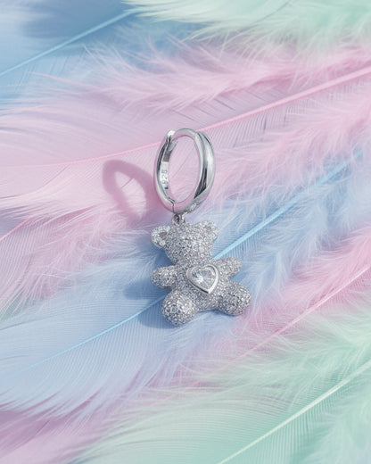 teddy bear shape huggie earring.