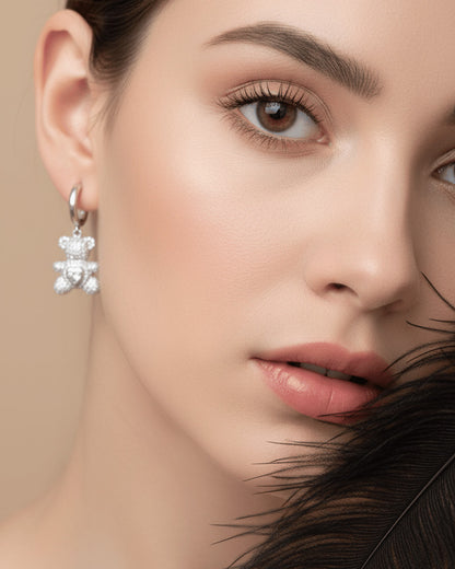 teddy bear shape huggie earring.