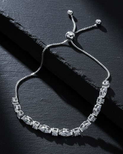 marquise and round shapes adjustable length bracelet.