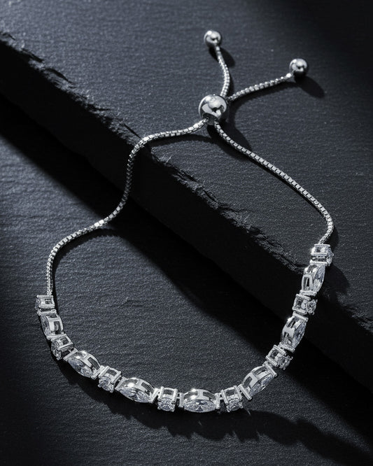 marquise and round shapes adjustable length bracelet.